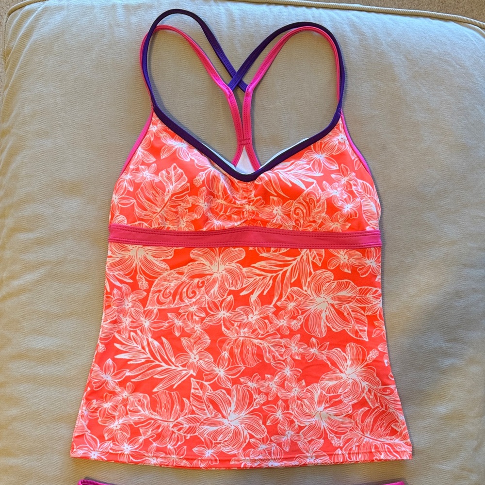 Athleta Coral Pink Floral Tankini Top S